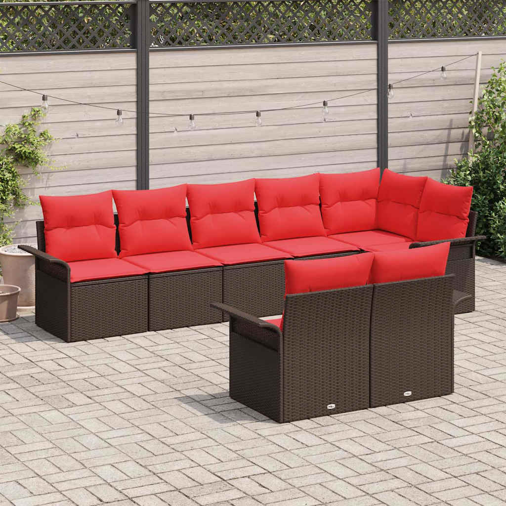 Tuin Sofa Set met opslag 8 pcs Bruin poly rattan is nu te koop bij PeponiXL, paradijselijk wonen!