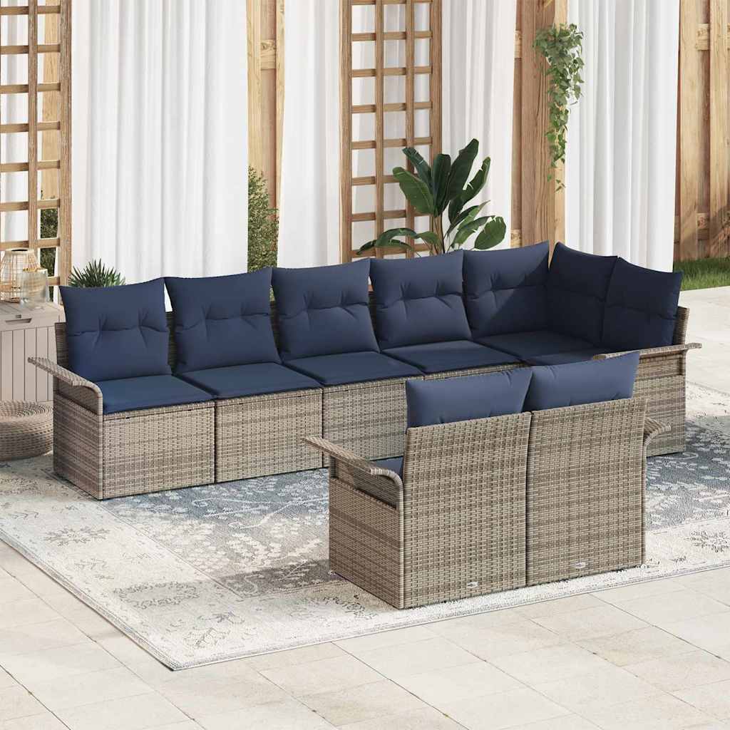 Tuin Sofa Set met opslag 8 pcs Grijs poly rattan is nu te koop bij PeponiXL, paradijselijk wonen!