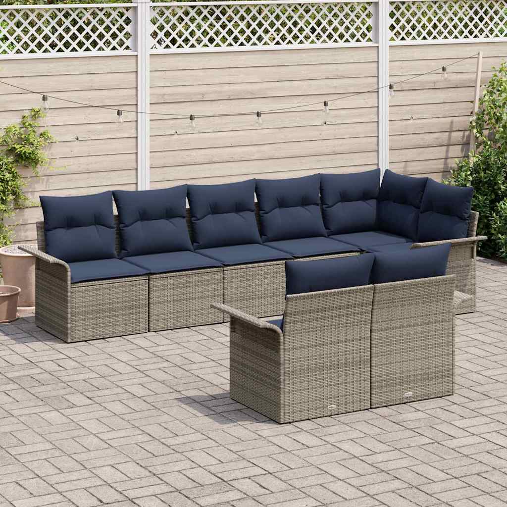 Tuin Sofa Set met opslag 8 pcs Grijs poly rattan is nu te koop bij PeponiXL, paradijselijk wonen!