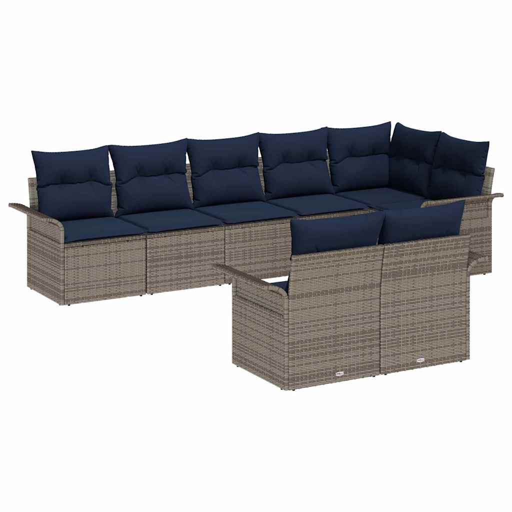 Tuin Sofa Set met opslag 8 pcs Grijs poly rattan is nu te koop bij PeponiXL, paradijselijk wonen!