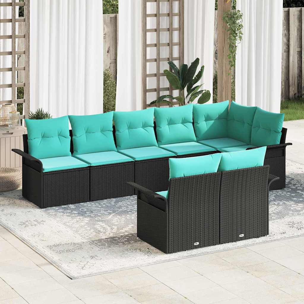 Tuin Sofa Set met opslag 8 pcs Zwart poly rattan is nu te koop bij PeponiXL, paradijselijk wonen!