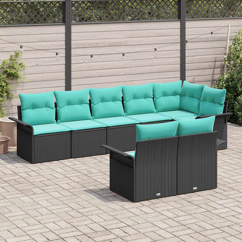 Tuin Sofa Set met opslag 8 pcs Zwart poly rattan is nu te koop bij PeponiXL, paradijselijk wonen!
