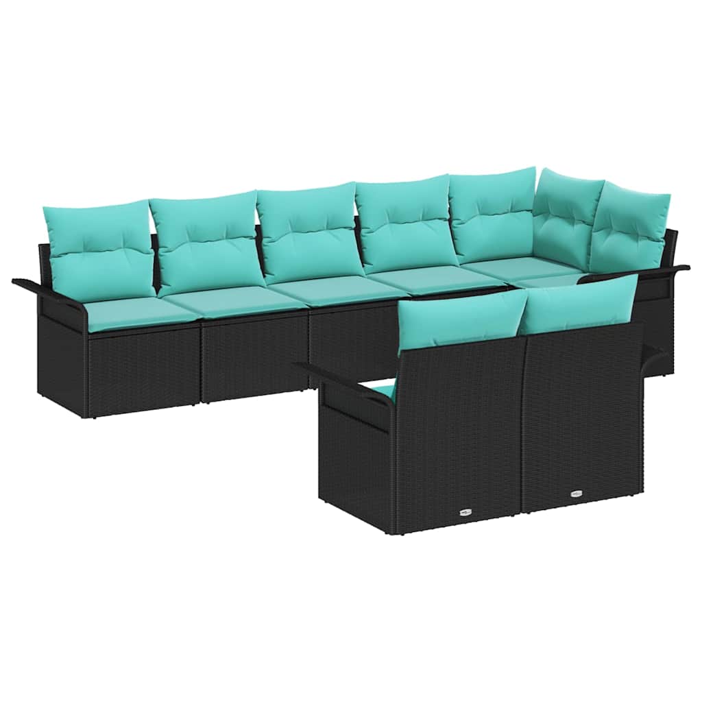 Tuin Sofa Set met opslag 8 pcs Zwart poly rattan is nu te koop bij PeponiXL, paradijselijk wonen!