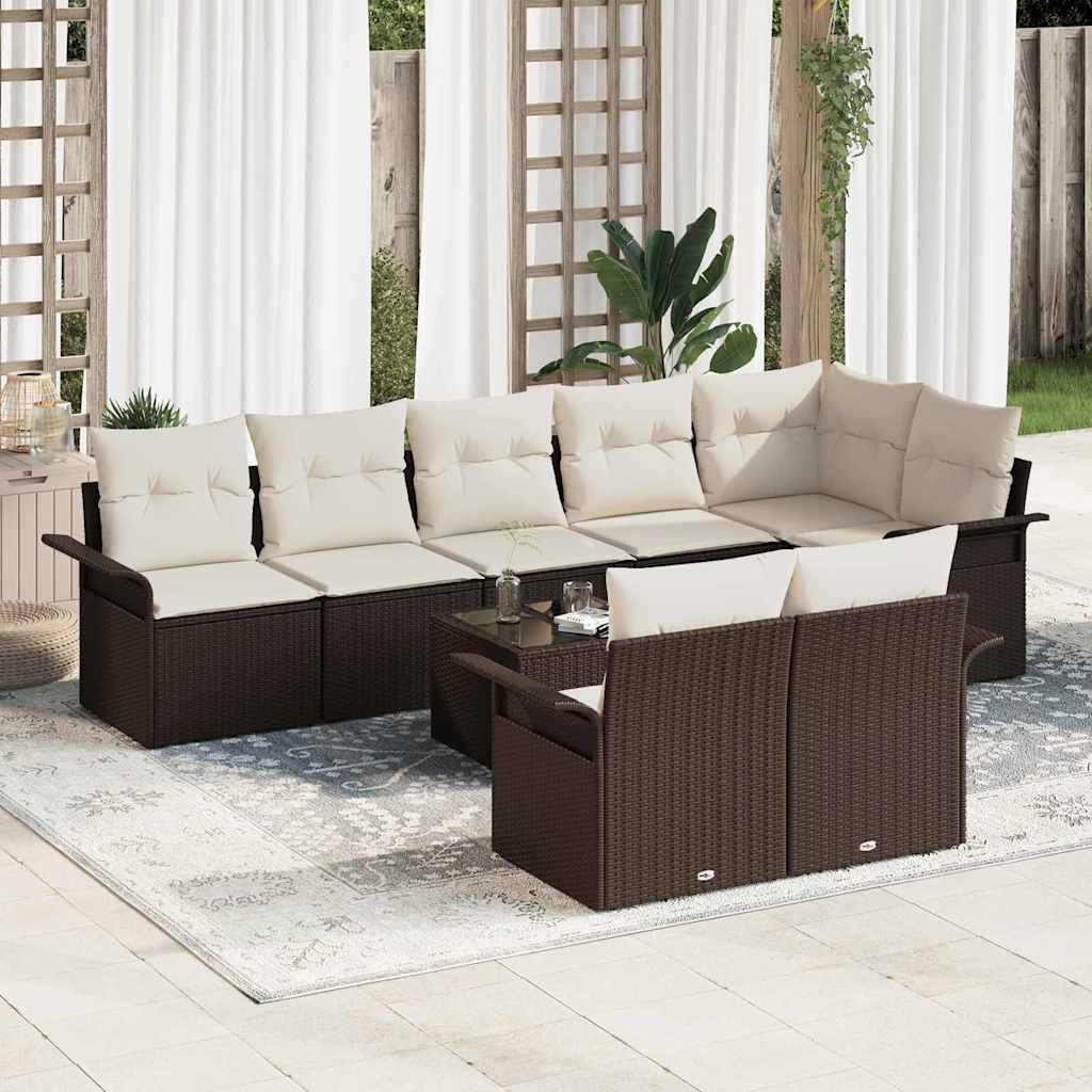 Tuin Sofa Set met opslag 9 pcs Bruin poly rattan is nu te koop bij PeponiXL, paradijselijk wonen!
