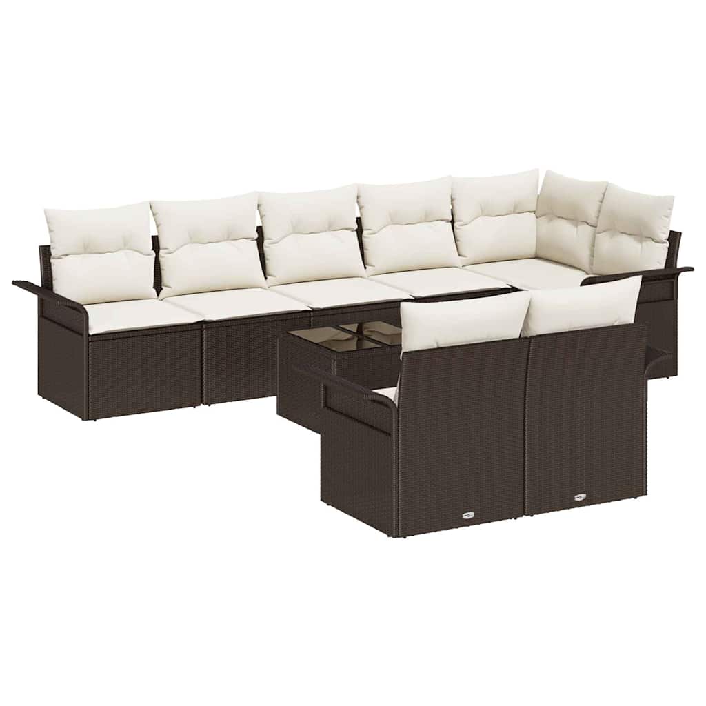 Tuin Sofa Set met opslag 9 pcs Bruin poly rattan is nu te koop bij PeponiXL, paradijselijk wonen!