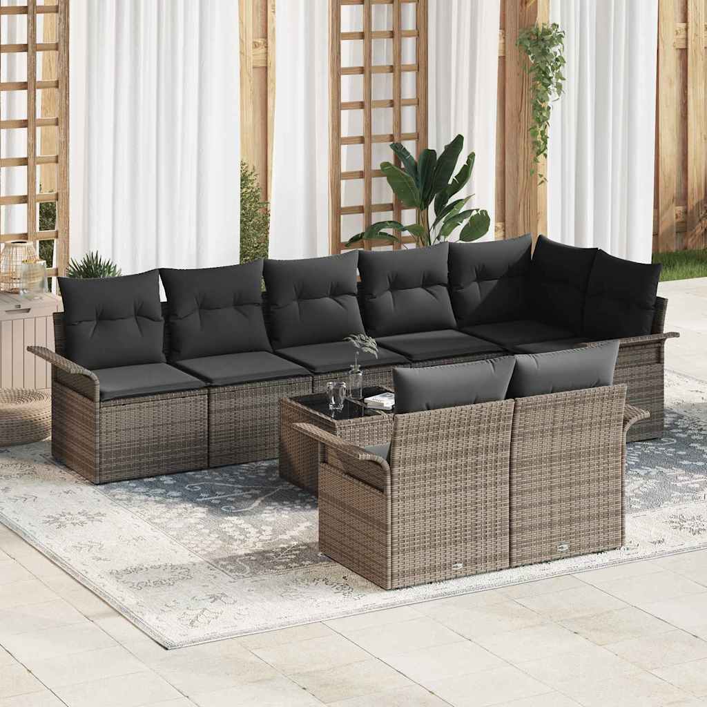 Tuin Sofa Set met opslag 9 pcs Grijs poly rattan is nu te koop bij PeponiXL, paradijselijk wonen!