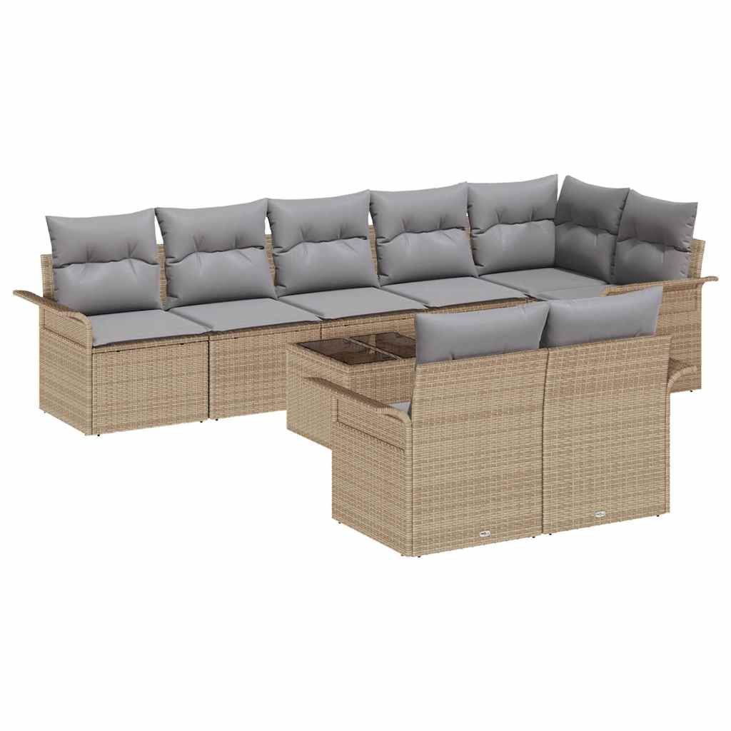 Tuin Sofa Set met opslag 9 pcs Beige poly rattan is nu te koop bij PeponiXL, paradijselijk wonen!