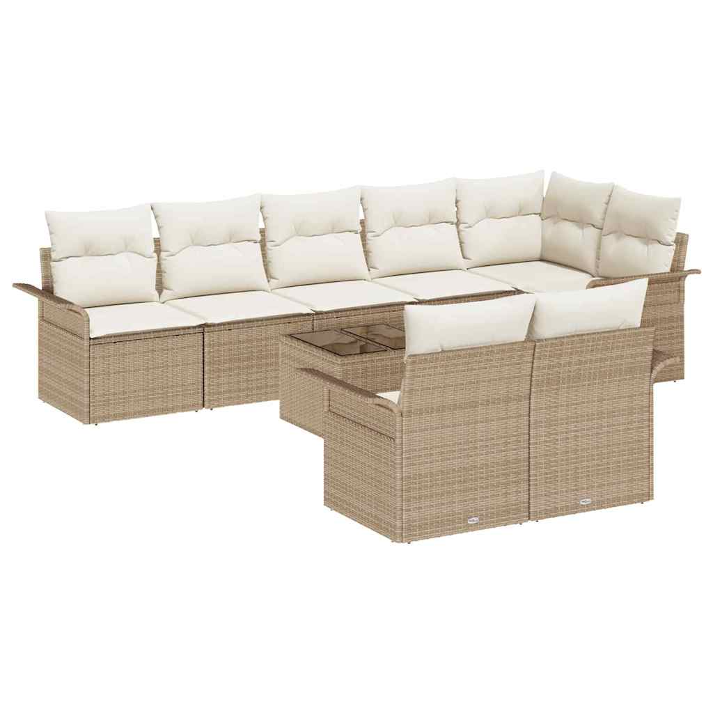 Tuin Sofa Set met opslag 9 pcs Beige poly rattan is nu te koop bij PeponiXL, paradijselijk wonen!
