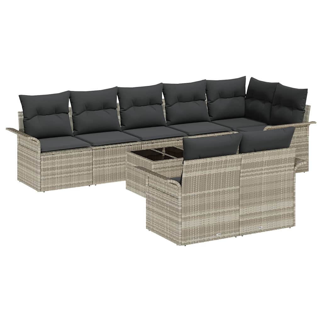 Tuin Sofa Set met opslag 9 pcs Lichtgrijs poly rattan is nu te koop bij PeponiXL, paradijselijk wonen!