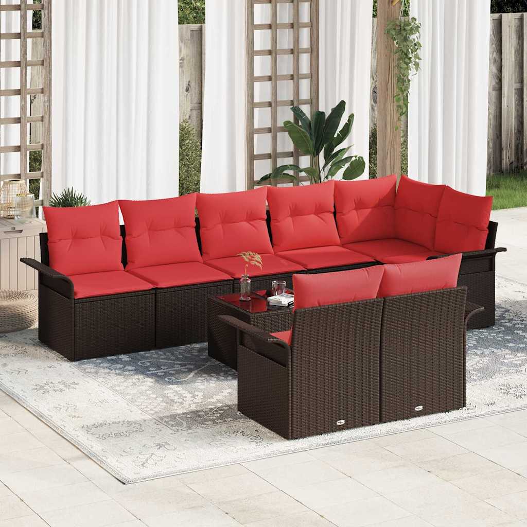 Tuin Sofa Set met opslag 9 pcs Bruin poly rattan is nu te koop bij PeponiXL, paradijselijk wonen!
