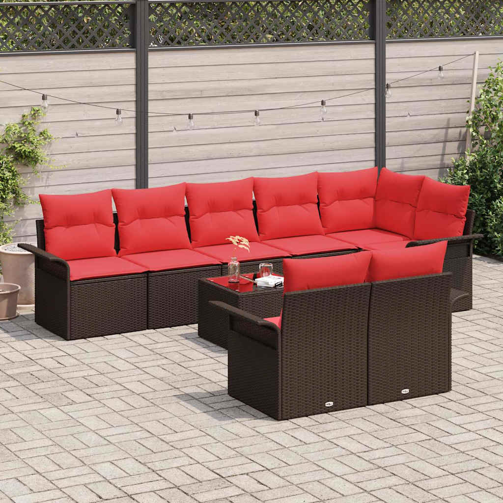 Tuin Sofa Set met opslag 9 pcs Bruin poly rattan is nu te koop bij PeponiXL, paradijselijk wonen!