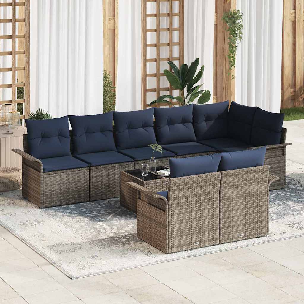 Tuin Sofa Set met opslag 9 pcs Grijs poly rattan is nu te koop bij PeponiXL, paradijselijk wonen!