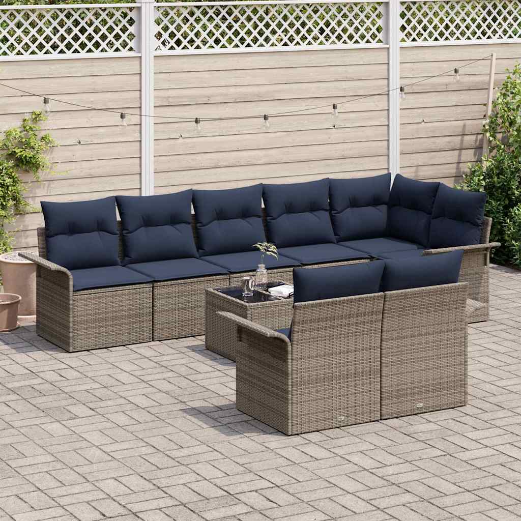 Tuin Sofa Set met opslag 9 pcs Grijs poly rattan is nu te koop bij PeponiXL, paradijselijk wonen!
