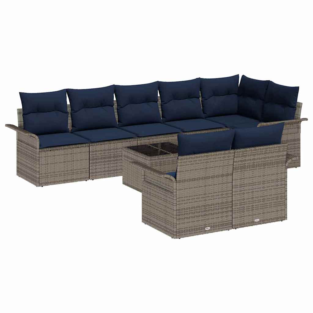 Tuin Sofa Set met opslag 9 pcs Grijs poly rattan is nu te koop bij PeponiXL, paradijselijk wonen!