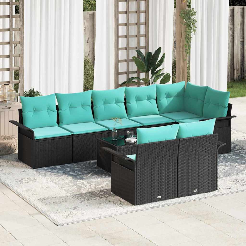 Tuin Sofa Set met opslag 9 pcs Zwart poly rattan is nu te koop bij PeponiXL, paradijselijk wonen!