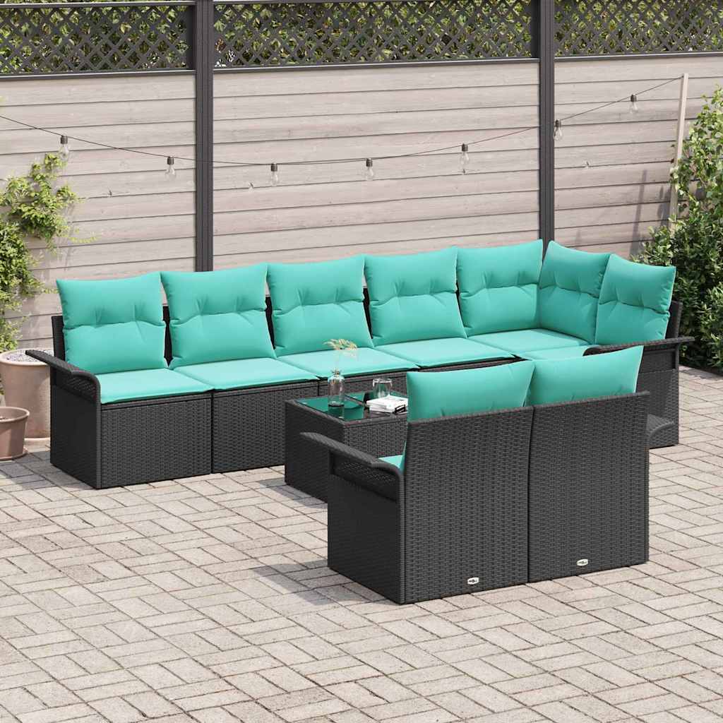 Tuin Sofa Set met opslag 9 pcs Zwart poly rattan is nu te koop bij PeponiXL, paradijselijk wonen!