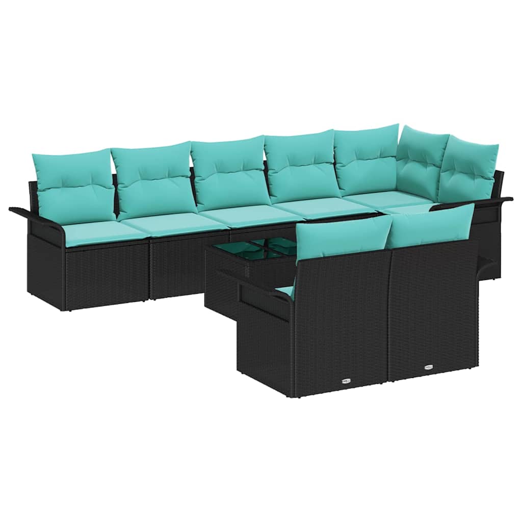 Tuin Sofa Set met opslag 9 pcs Zwart poly rattan is nu te koop bij PeponiXL, paradijselijk wonen!