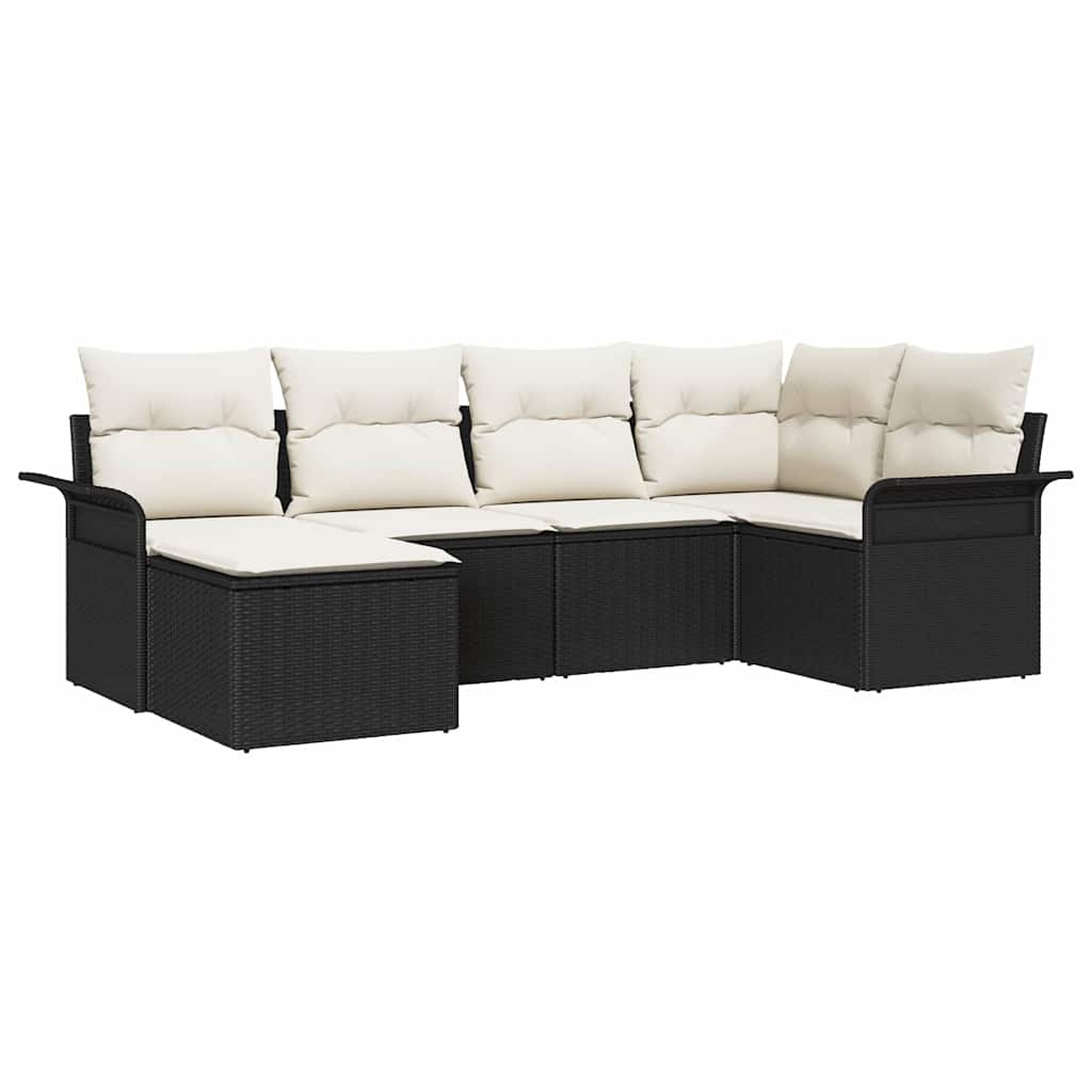 Tuin Sofa Set met opslag 6 pcs Zwart poly rattan is nu te koop bij PeponiXL, paradijselijk wonen!