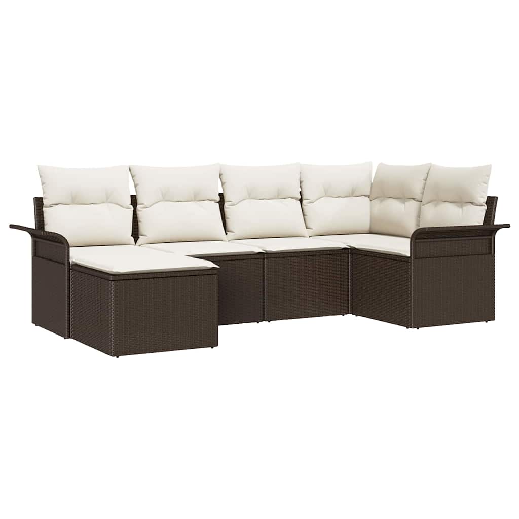 Tuin Sofa Set met kussen met opslag 6 pcs Bruin Poly riet is nu te koop bij PeponiXL, paradijselijk wonen!
