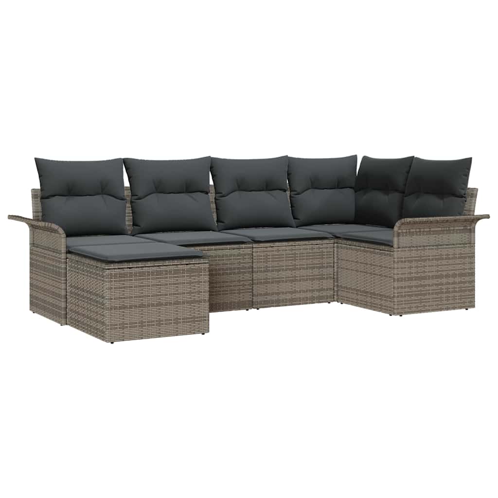 Tuin Sofa Set met opslag 6 pcs Grijs poly rattan is nu te koop bij PeponiXL, paradijselijk wonen!