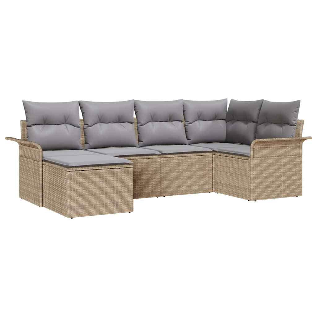 Tuin Sofa Set met opslag 6 pcs Beige poly rattan is nu te koop bij PeponiXL, paradijselijk wonen!