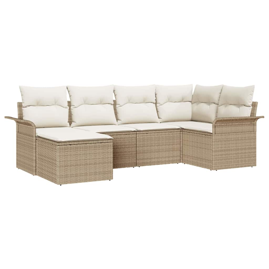Tuin Sofa Set met opslag 6 pcs Beige poly rattan is nu te koop bij PeponiXL, paradijselijk wonen!