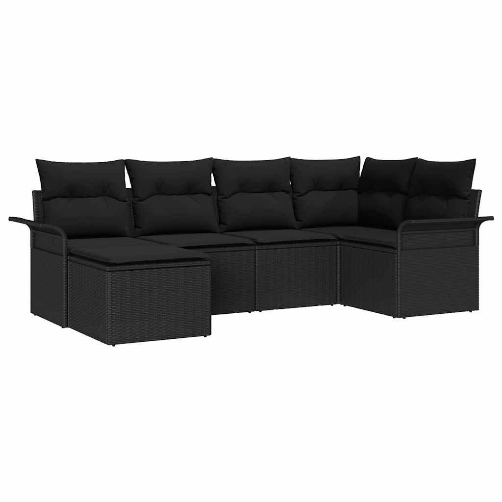 Tuin Sofa Set met opslag 6 pcs Zwart poly rattan is nu te koop bij PeponiXL, paradijselijk wonen!