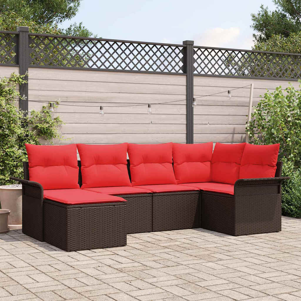 Tuin Sofa Set met opslag 6 pcs Bruin poly rattan is nu te koop bij PeponiXL, paradijselijk wonen!