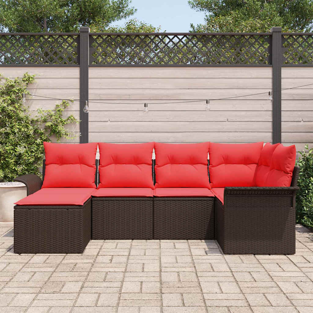 Tuin Sofa Set met opslag 6 pcs Bruin poly rattan is nu te koop bij PeponiXL, paradijselijk wonen!