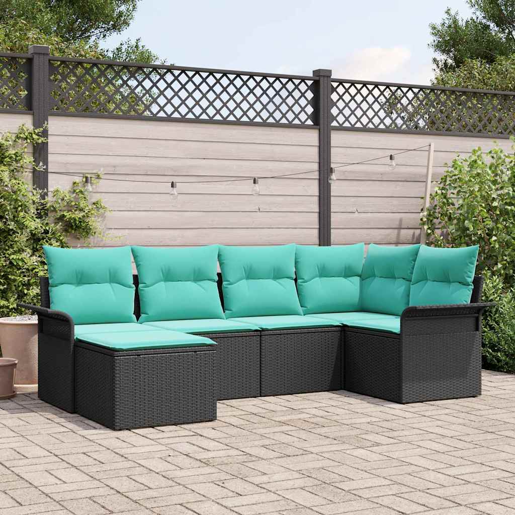 Tuin Sofa Set met opslag 6 pcs Zwart poly rattan is nu te koop bij PeponiXL, paradijselijk wonen!