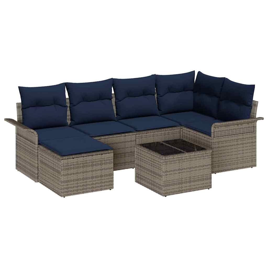 Tuin Sofa Set met opslag 7 pcs Grijs poly rattan is nu te koop bij PeponiXL, paradijselijk wonen!