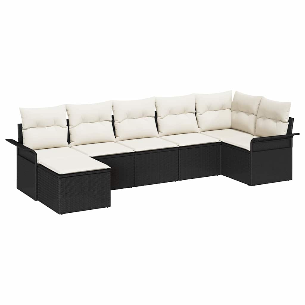 Tuin Sofa Set met opslag 7 pcs Zwart poly rattan is nu te koop bij PeponiXL, paradijselijk wonen!