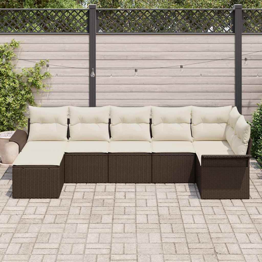 Tuin Sofa Set met kussen met opslag 7 pcs Bruin Poly riet is nu te koop bij PeponiXL, paradijselijk wonen!
