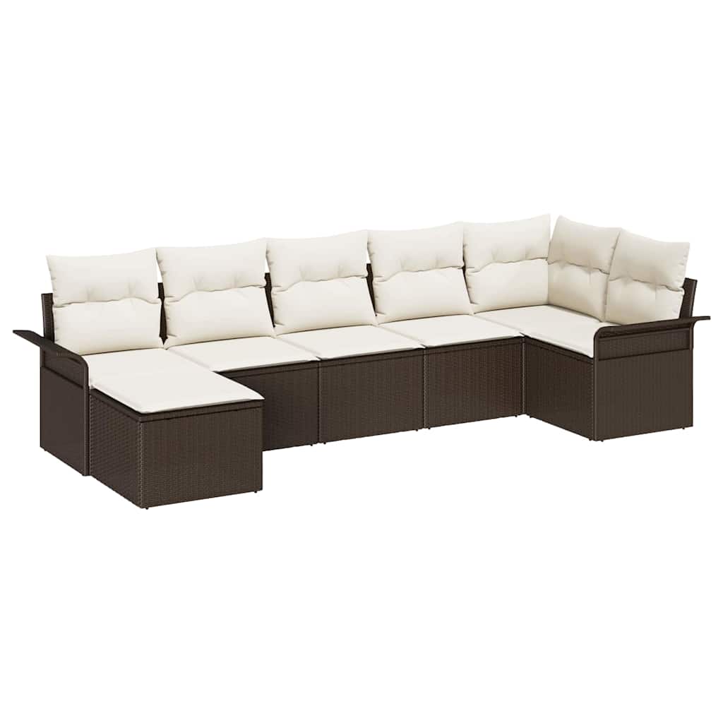 Tuin Sofa Set met kussen met opslag 7 pcs Bruin Poly riet is nu te koop bij PeponiXL, paradijselijk wonen!