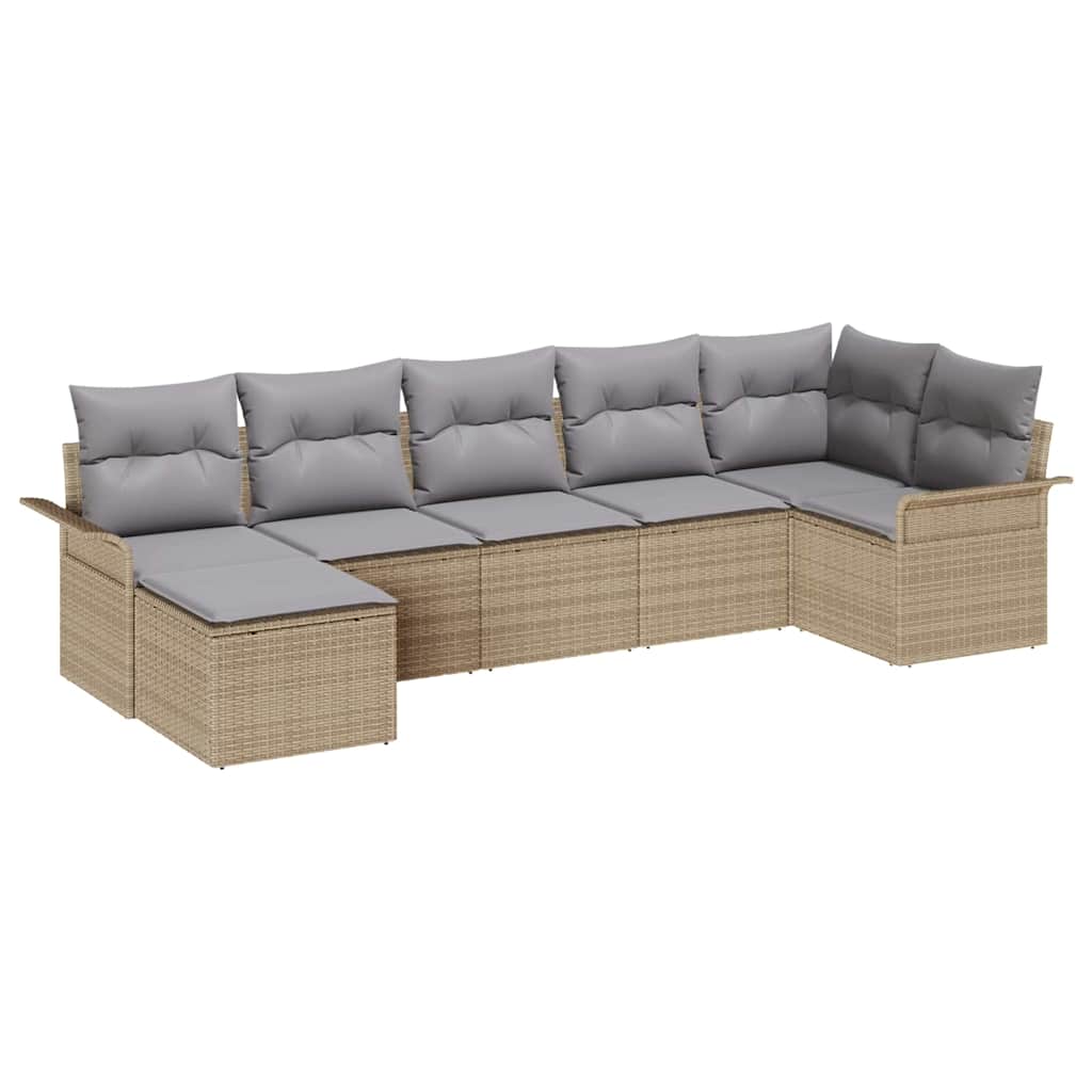 Tuin Sofa Set met opslag 7 pcs Beige poly rattan is nu te koop bij PeponiXL, paradijselijk wonen!