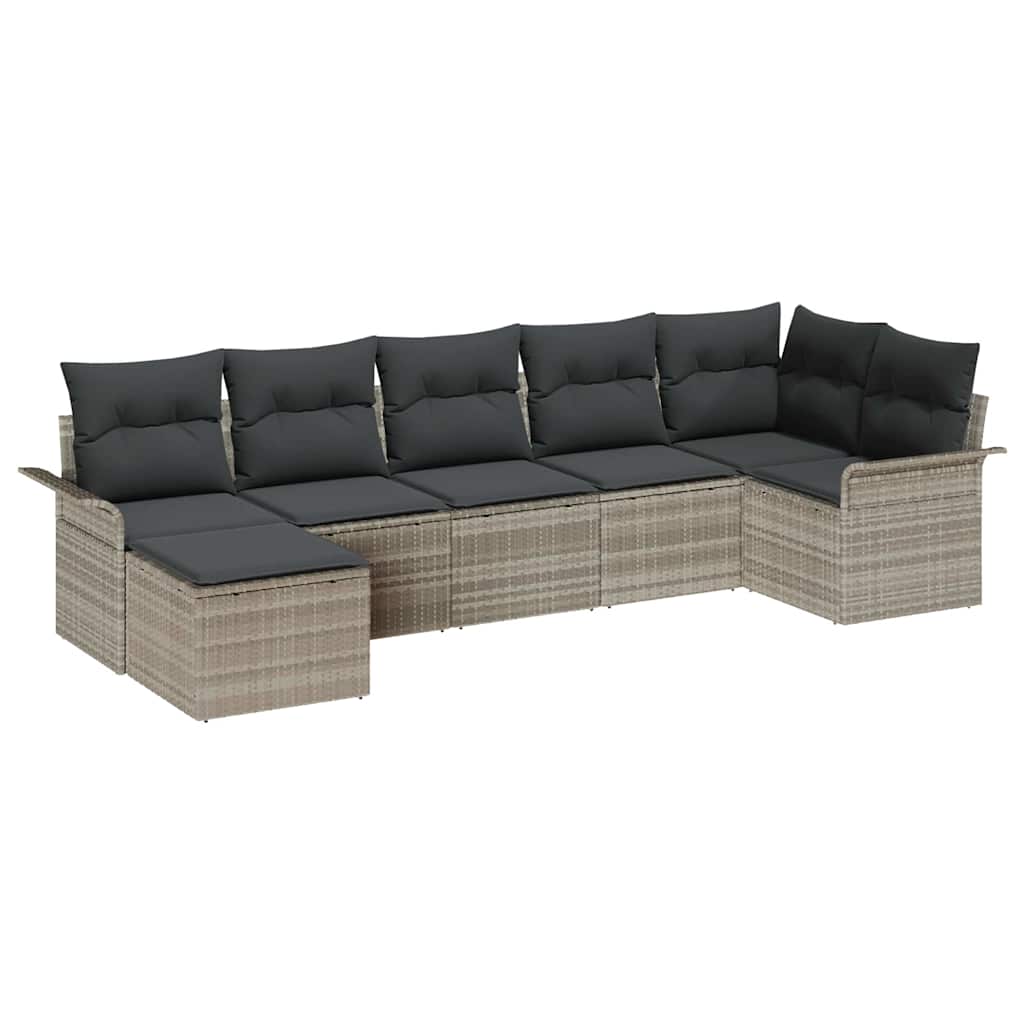 Tuin Sofa Set met kussen met opslag 7 pcs Lichtgrijs Poly riet is nu te koop bij PeponiXL, paradijselijk wonen!