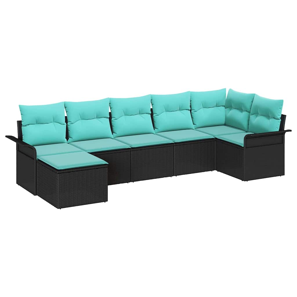 Tuin Sofa Set met opslag 7 pcs Zwart poly rattan is nu te koop bij PeponiXL, paradijselijk wonen!