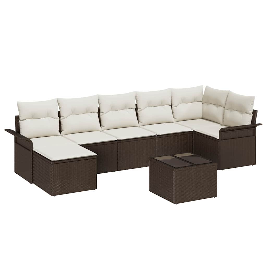 Tuin Sofa Set met kussen met opslag 8 pcs Bruin Poly riet is nu te koop bij PeponiXL, paradijselijk wonen!