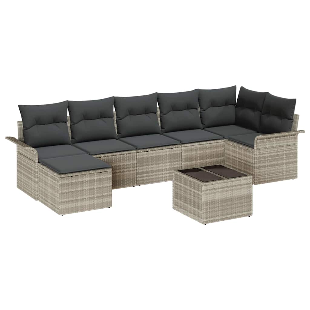 Tuin Sofa Set met kussen met opslag 8 pcs Lichtgrijs Poly riet is nu te koop bij PeponiXL, paradijselijk wonen!