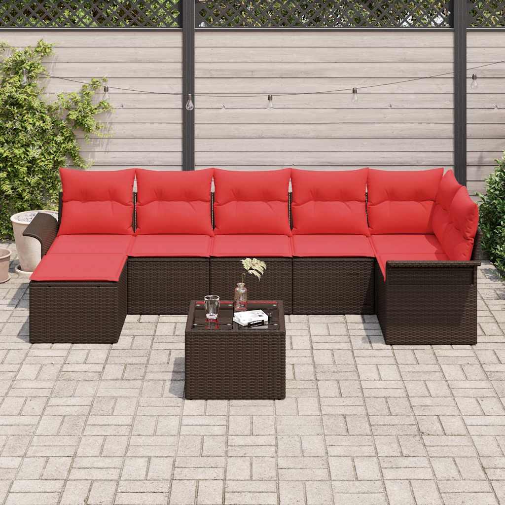 Tuin Sofa Set met opslag 8 pcs Bruin poly rattan is nu te koop bij PeponiXL, paradijselijk wonen!