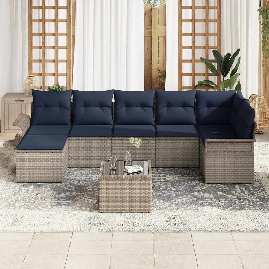 Tuin Sofa Set met opslag 8 pcs Grijs poly rattan is nu te koop bij PeponiXL, paradijselijk wonen!