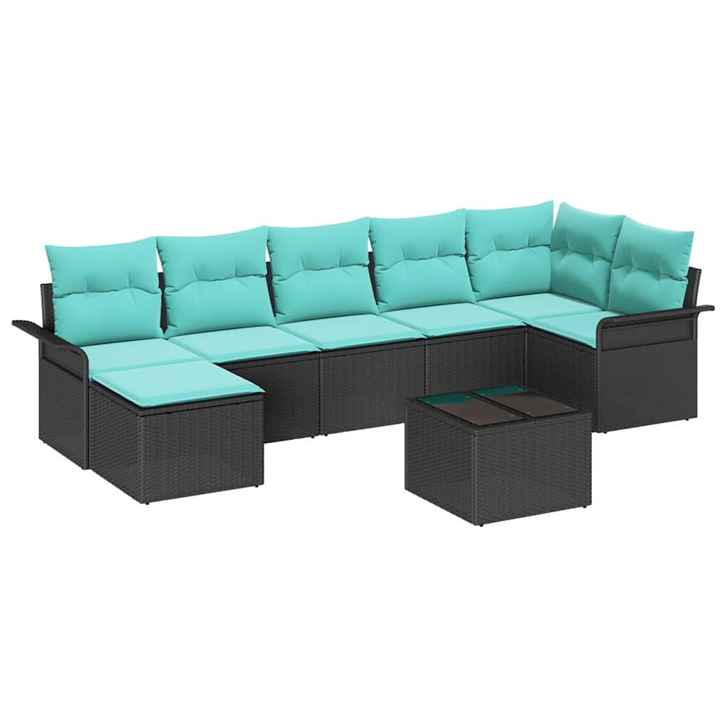 Tuin Sofa Set met opslag 8 pcs Zwart poly rattan is nu te koop bij PeponiXL, paradijselijk wonen!