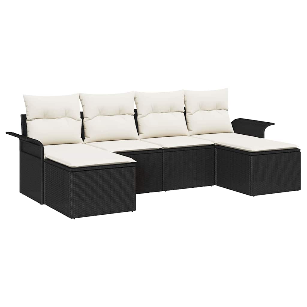 Tuin Sofa Set met opslag 6 pcs Zwart poly rattan is nu te koop bij PeponiXL, paradijselijk wonen!