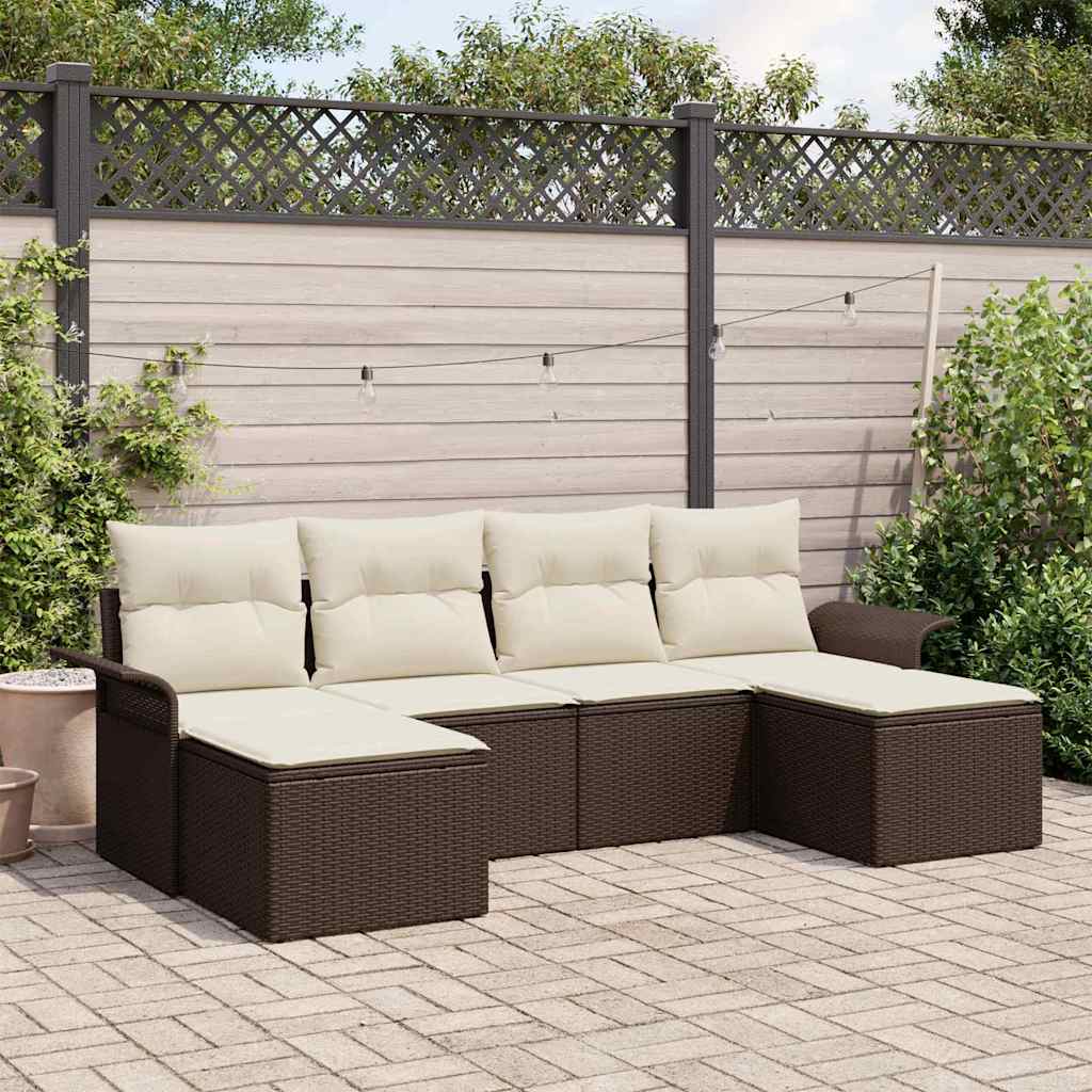 Tuin Sofa Set met opslag 6 pcs Bruin poly rattan is nu te koop bij PeponiXL, paradijselijk wonen!