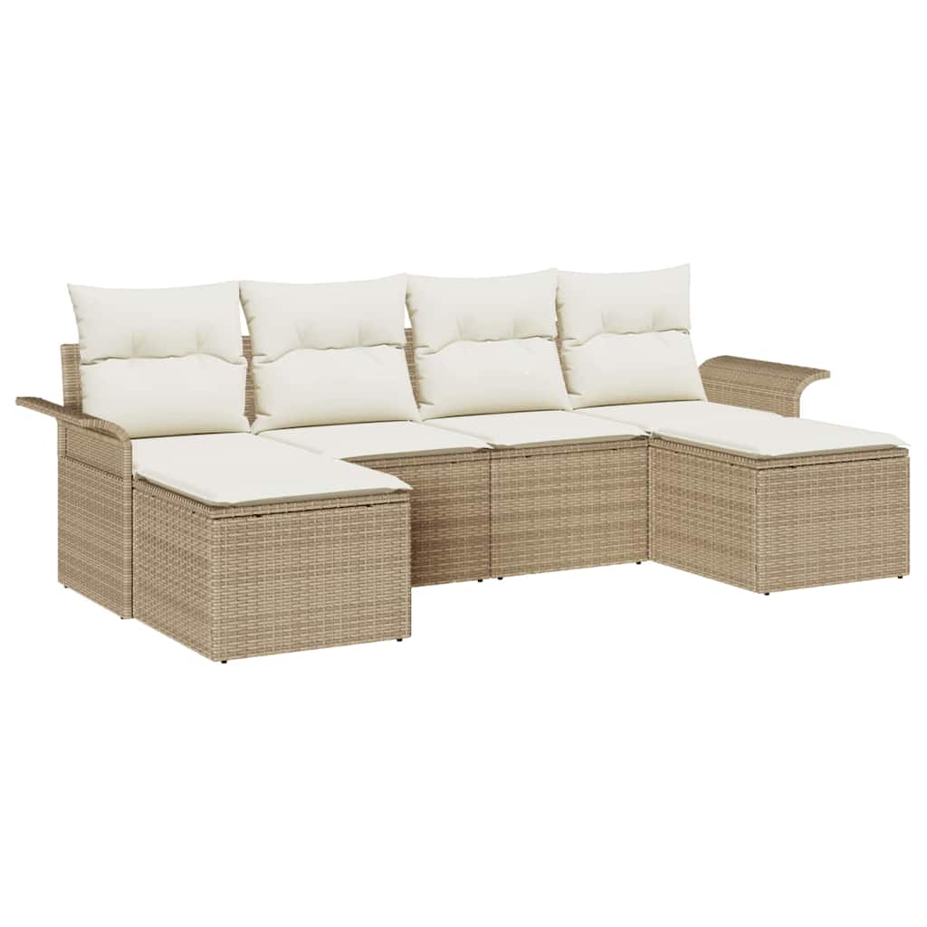 Tuin Sofa Set met opslag 6 pcs Beige poly rattan is nu te koop bij PeponiXL, paradijselijk wonen!