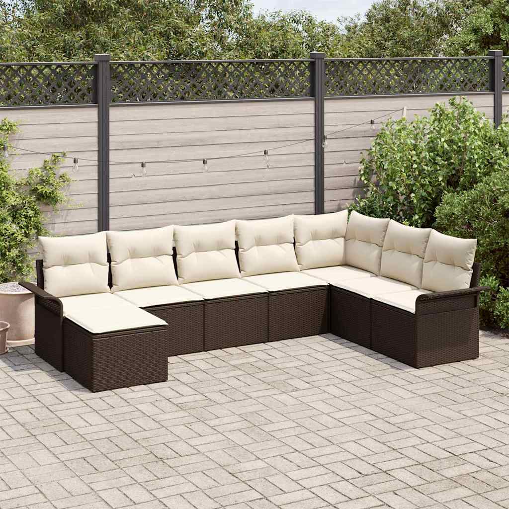 Tuin Sofa Set met kussen met opslag 8 pcs Bruin Poly riet is nu te koop bij PeponiXL, paradijselijk wonen!