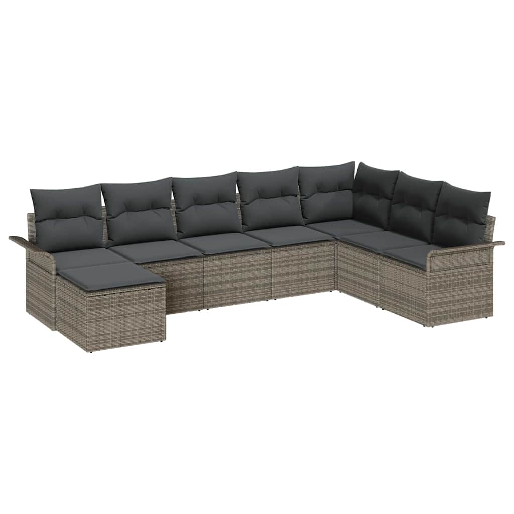 Tuin Sofa Set met kussen met opslag 8 pcs Grijs Poly riet is nu te koop bij PeponiXL, paradijselijk wonen!