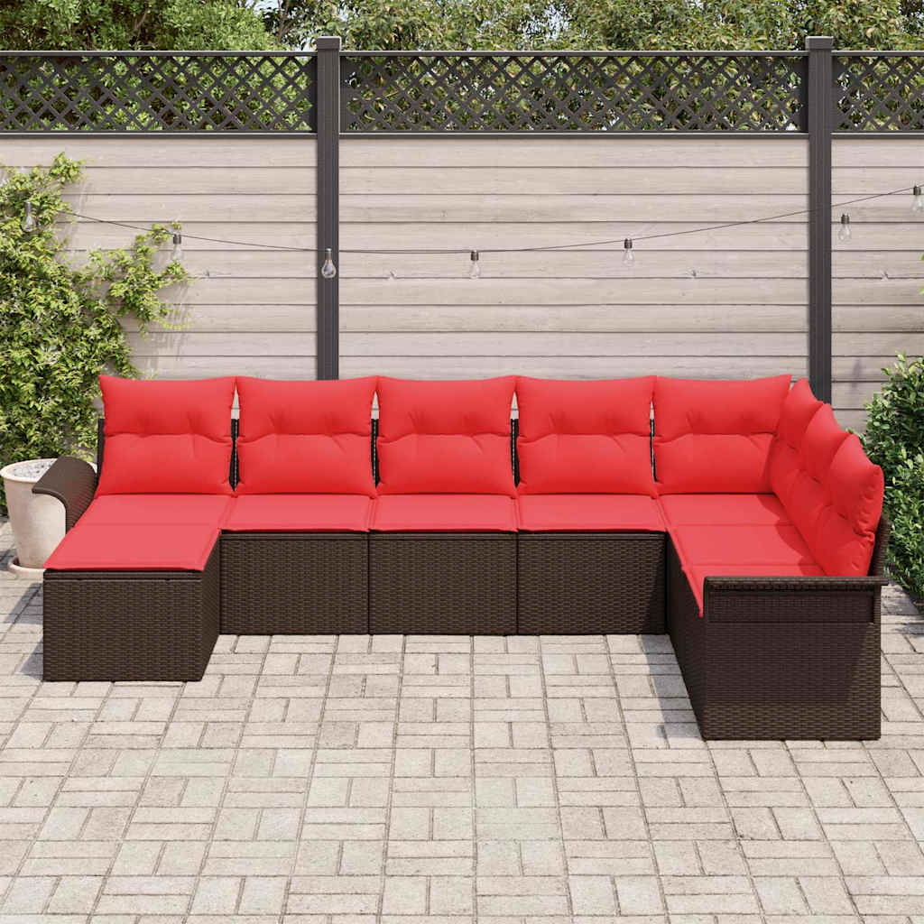 Tuin Sofa Set met kussen met opslag 8 pcs Beige Poly riet is nu te koop bij PeponiXL, paradijselijk wonen!