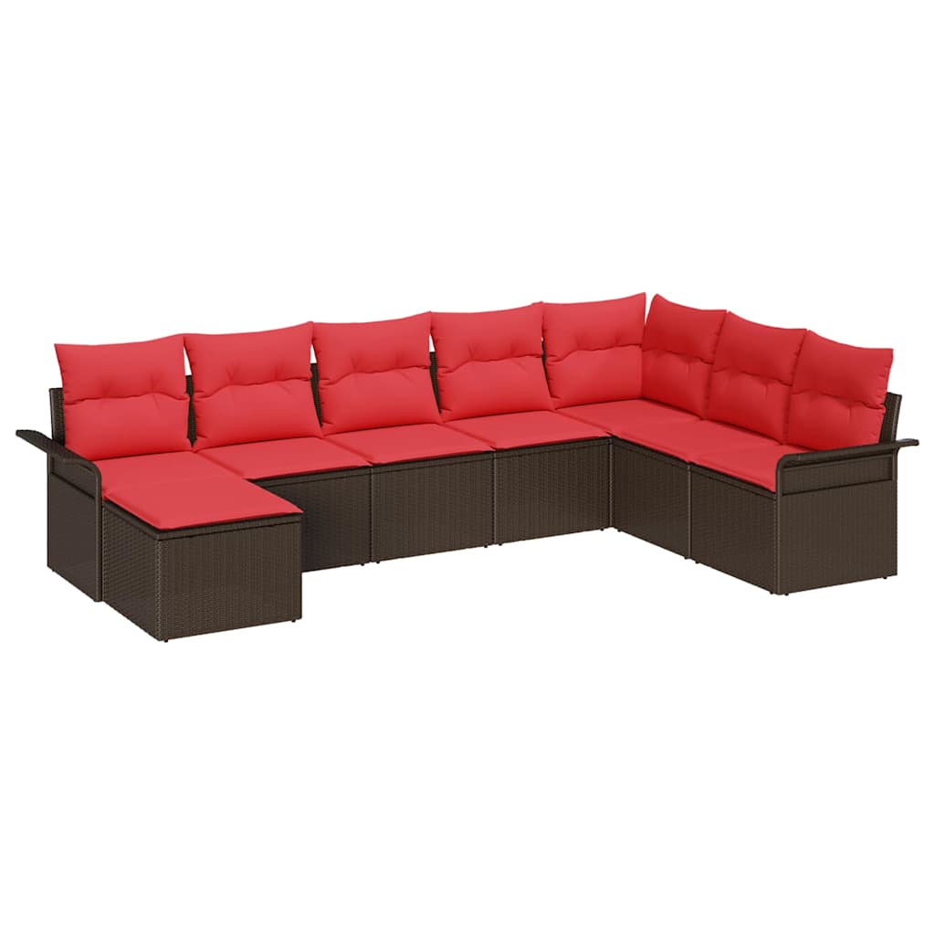 Tuin Sofa Set met kussen met opslag 8 pcs Beige Poly riet is nu te koop bij PeponiXL, paradijselijk wonen!