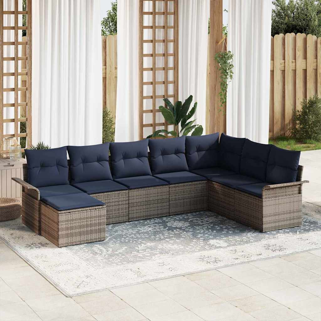 Tuin Sofa Set met kussen met opslag 8 pcs Lichtgrijs Poly riet is nu te koop bij PeponiXL, paradijselijk wonen!